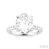 1/3 Ctw Oval Shape Round Cut Diamond Semi-Mount Engagement Ring in 14K White Gold